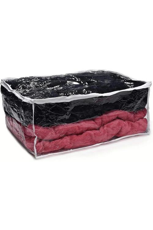 Pvc Şeffaf Dolap İçi Düzenleyici Çanta Yorgan Battaniye Giysi Oyuncak Çantası 60X60X12 3 Adet