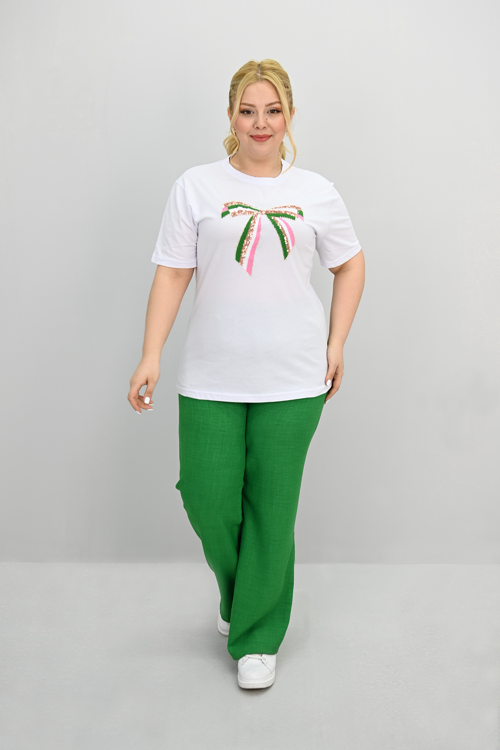 Kadın Büyük Beden Kurdele Detaylı Payet İşlemeli Eşofman Takımı 8200-25