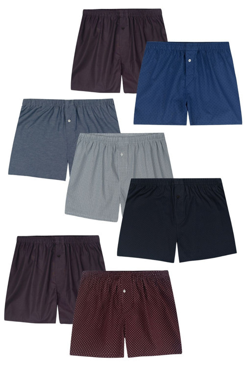 Boxer Erkek, 5'li "karışık" Boxer Set, % 100 Pamuklu Poplin Kumaş Boxer, Koyu Renkler, 5 Adet