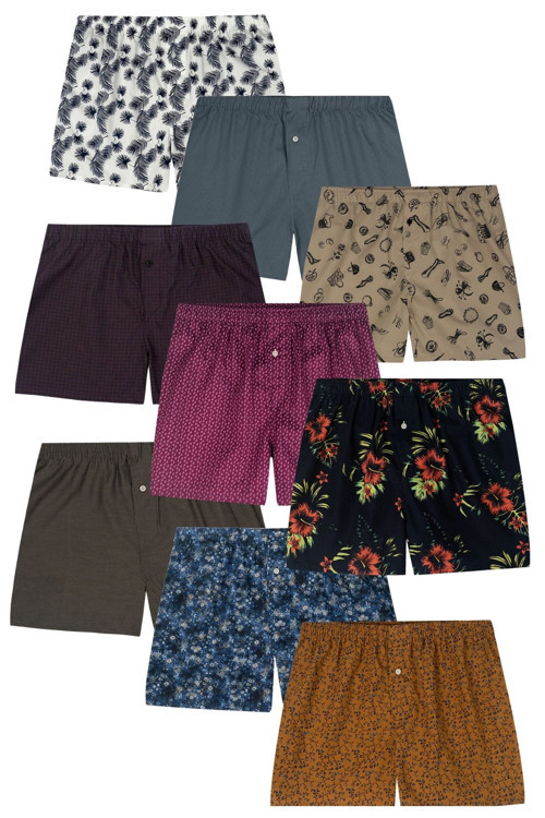Boxer Erkek, 5'li "karışık" Boxer Set, % 100 Pamuklu Poplin Kumaş Boxer, Canlı Renkler, 5 Adet