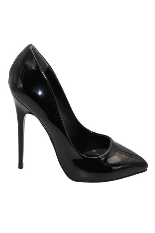 Siyah Rugan Topuklu 10 Cm Kadın Stiletto Ayakkabı