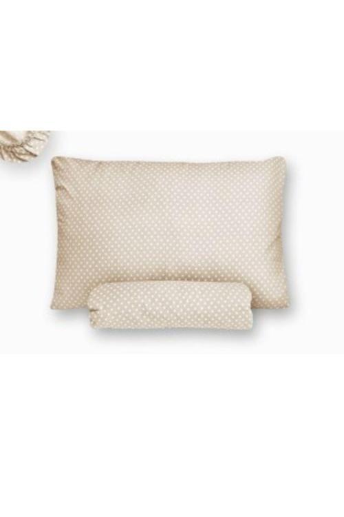 Tek Kişilik 100X200X25 Lastikli Çarşaf Takımı - Bej Puantiyeli