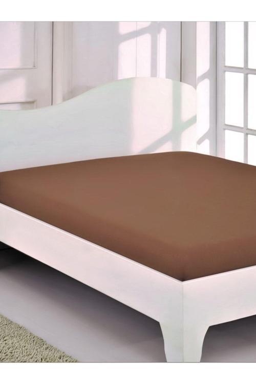 Mer-Tim Çift Kişilik 160X200 Lastikli Penye Çarşaf - Kahverengi