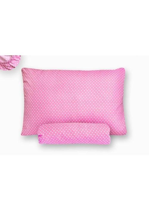 Mer-Tim Pamuklu Ranforce Tek Kişilik Pembe Puantiyeli Lastiksiz Çarşaf Ve Yastık Kılıfı - 160X240