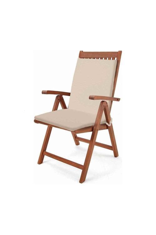 Mer-Tim Bahçe Balkon Salon Krem Sandalye Minderi (Arkalıklı) 6'Lı