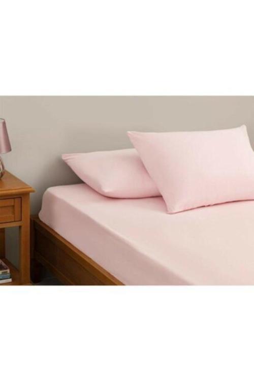 Mer-Tim Pamuklu Ranforce Tek Kişilik 100X200 Lastikli Çarşaf Takımı - Toz Pembe