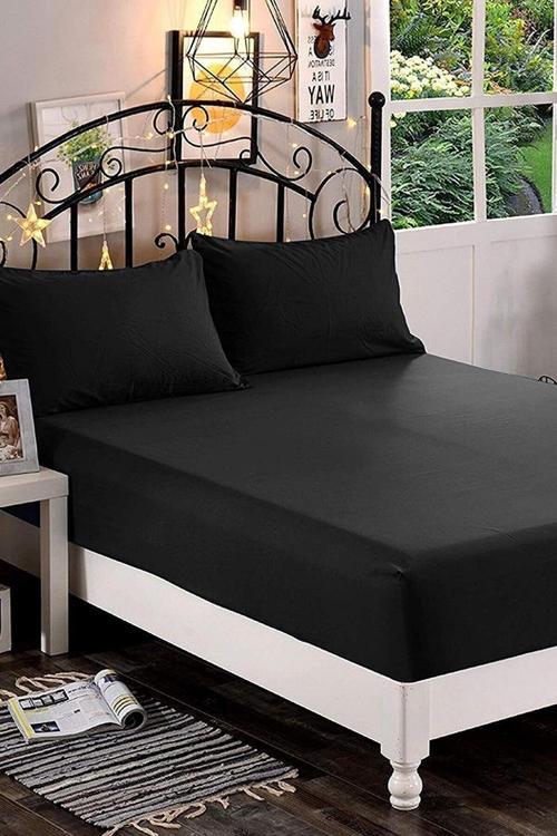 Mer-Tim Pamuklu Ranforce Çift Kişilik 160X200 Lastikli Çarşaf Takımı - Siyah