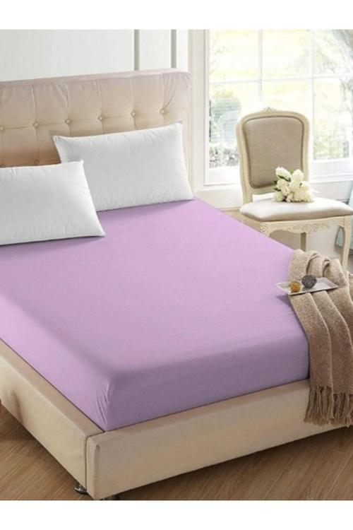 Mer-Tim Çift Kişilik Jumbo Boy 200X200 Lastikli Penye Çarşaf Lila