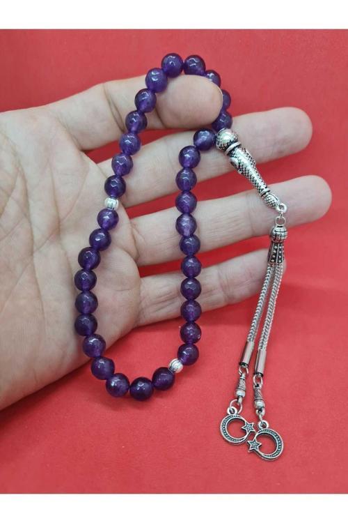 Ametist Doğal Taş Tesbih 8 mm  Faset Kesim