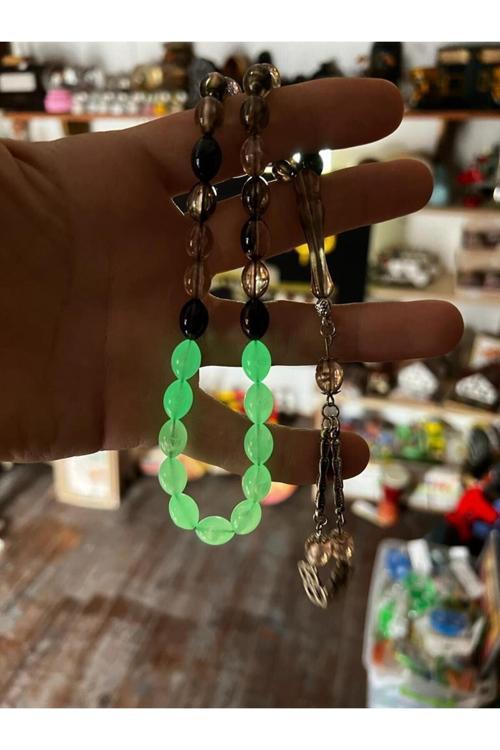 Arpa Kesim Kedi Gözü Toz Kehribar Tesbih Tasarım 33 lü