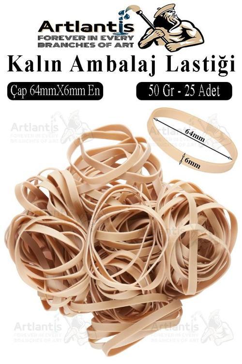 Kalın Ambalaj Lastiği 50 gr 25 li 1 Paket %100 Kauçuk 64x6mm Geniş Büyük Paket Lastik Kasa Poşet Taşıma Lastiği
