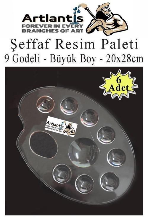 Şeffaf Resim Paleti Plastik 6 Adet Godeli Ressam Paleti Boyama Paleti Akrilik Boya Guaj Boya Suluboya