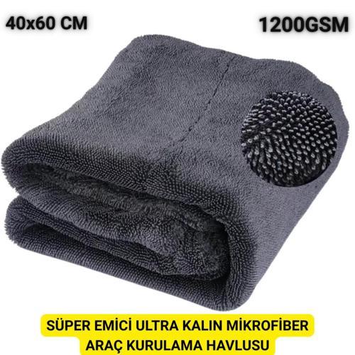 40x60CM 1200GSM Süper Su Emici Özellikli Mikrofiber Araç Kurulama Havlusu, Çizik ve İz Bırakmaz Bez