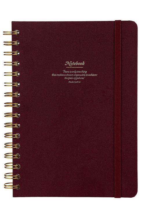 Spiralli Sert Kapak Not Defteri Canvas A5 100 Gram 160 Sayfa Bordo 124-1602