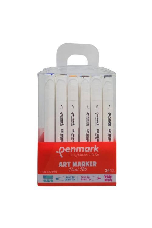 Markers Art Brush Çift Uçlu Kalem 24 Renk Set Hs-9000-24