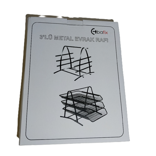 Evrak Rafı Metal Perforeli 3 Katlı Siyah Bfx-Mer9205S