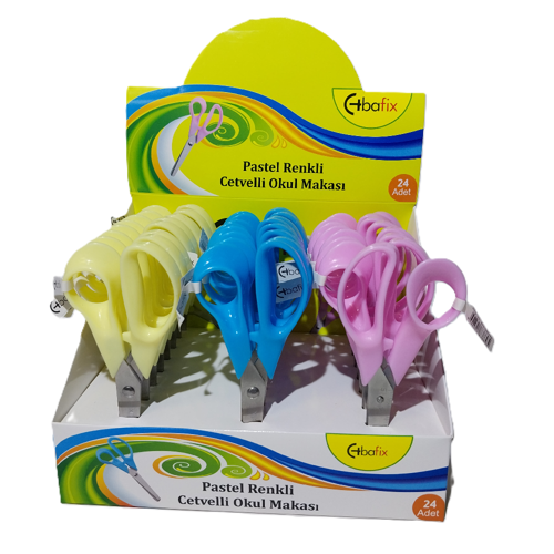Okul Makası Cetvelli 13 Cm Pastel Renk Bfx-Sa0498 (24 Lü Paket)