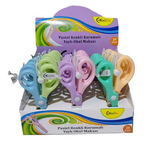 Okul Makası Korumalı Yaylı 13,5 Cm Pastel Renkli Bfx-Sa2050-M