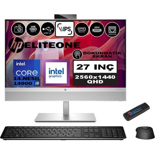 Eliteone 870 G9 14.nesil Intel® Core I9 14900 16GB Ddr5 512GB SSD Qhd 27" IPS Dokunmatik WINDOWS11PRO All In One Bilgisayar 7B1F3EAW02+ZETTAUSBBELLEK