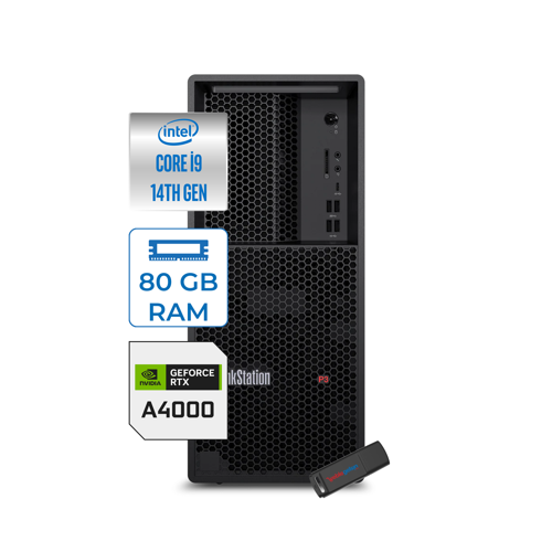 Thinkstation P3 Tower Intel  I9-14900K 80GB Ddr5 8tb  SSD Nvıdıa 20GB/ RTX4000ADA 750W Windows 11 Pro Workstatıon Bilgisayar WS30GS00CRTR30+ZETTAUSBBELLEK
