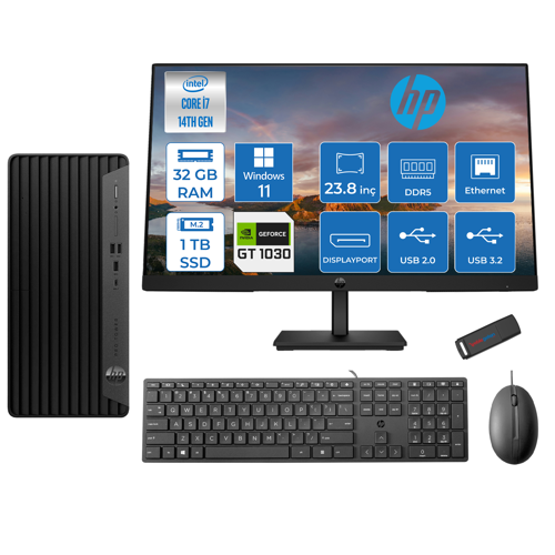 Pro Tower 400 G9 Intel Core I7 14700 32GB Ddr5 1tb SSD 23.8" Fhd Windows 11 Home Nvidia GT1030-4GB Masaüstü Bilgisayar 235V5M2ESGT1030H18 + Zetta USB Bellek