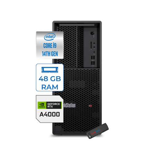 Thinkstation P3 Tower Intel I9-14900K 48GB Ddr5 512GB SSD Nvıdıa 20GB/ RTX4000ADA 750W Windows 11 Pro Workstatıon Bilgisayar WS30GS00CRTR16+ZETTAUSBBELLEK