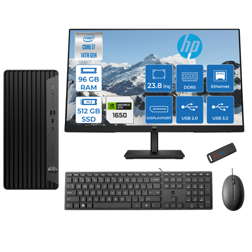 Pro Tower 400 G9 Intel Core I7 14700 96GB Ddr5 512GB SSD 23.8" Fhd Freedos Nvidia GTX1650-4GB Masaüstü Bilgisayar 235V5M2ESGTX1650F02 + Zetta USB Bellek