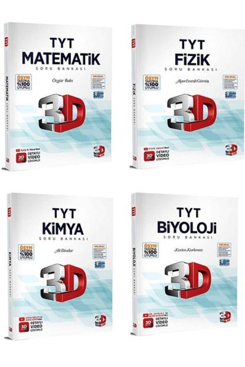 3D Yayınları 2023 Tyt Matematik Fizik Kimya Biyoloji Dörtlü Soru Bankası Seti