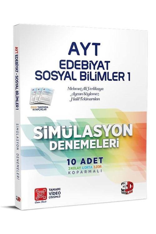 3D Yayınları Ayt Edebiyat Sosyal Bilimler 10'Lu Simülasyon Denemeleri Tamamı Video Çözümlü