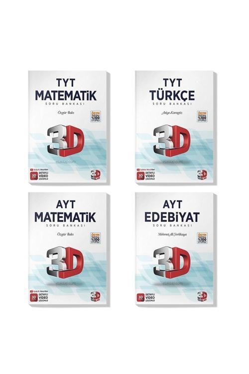 3D Yayınları 3D 2022 Tyt Ayt Türkçe Edebiyat Matematik Soru Bankası Seti (4 Kitap)