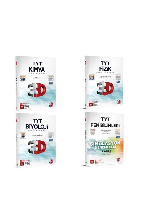 3D Yayınları Tyt Fizik, Kimya, Biyoloji Soru Bankası Fen Bilimleri Simülasyon Denemeleri Seti