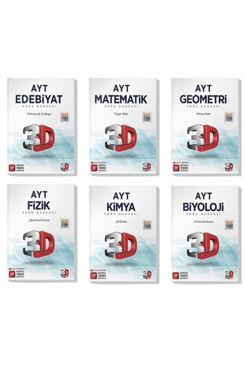 3D Yayınları 3D 2022 Ayt Edebiyat Matematik Geometri Fizik Kimya Biyoloji Soru Bankası Seti (6 Kitap)