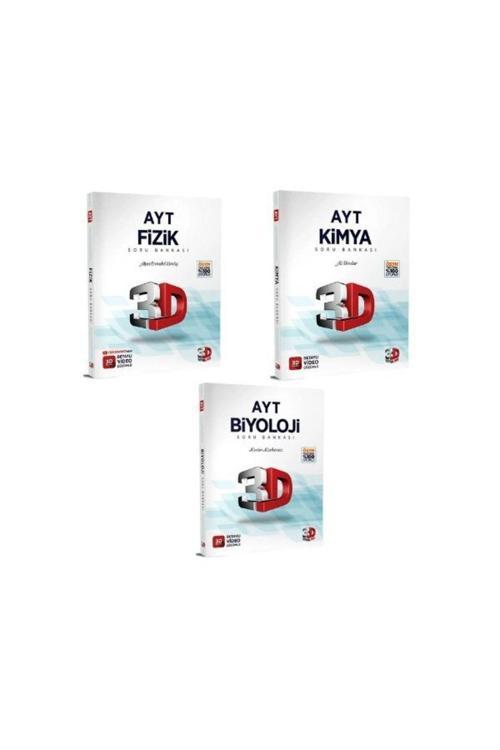 3D Yayınları Ayt Fizik Kimya Biyoloji Soru Bankası Tamamı Video Çözümlü 3Lü Set