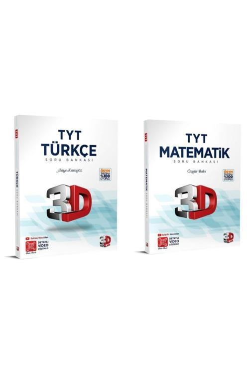 3D Yayınları Tyt Türkçe-Matematik Soru Bankaları 2'Li Set 2023 Model Hologramlı Baskı