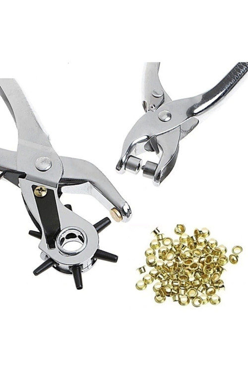 Kemer Delme Deri Çanta Delme Ve Perçin Pensesi 2’Li Set Kemer Delici Delik Açıcı Çıtçıt Aleti