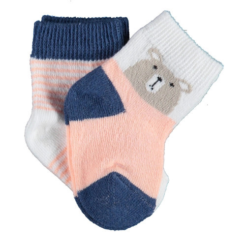 Biorganic Hello Teddy Bear 2'Li Kız Çorap 68404 Ekru Somon