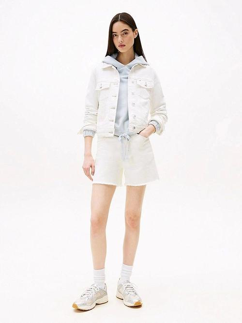 Kadın Beyaz Regular Denim Mom Şort