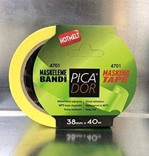 4701 Krepe Bantı 60 Derece İsıya Dayanıklı Askılı Kağıt Maskeleme Bandı 38Mmx40Mt