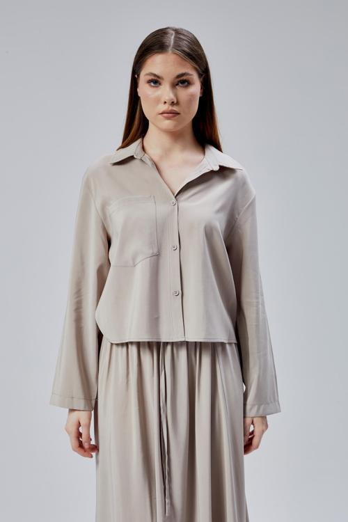 Bej Oversize Gömlek