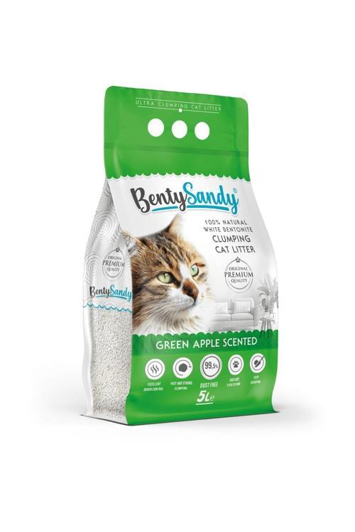 Yeşil Elma Kokulu Topaklanan Ince Taneli Kedi Kumu 5 Lt