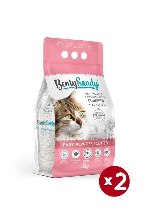 Bebek Pudrası Kokulu Topaklanan Ince Taneli Kedi Kumu 5lx2