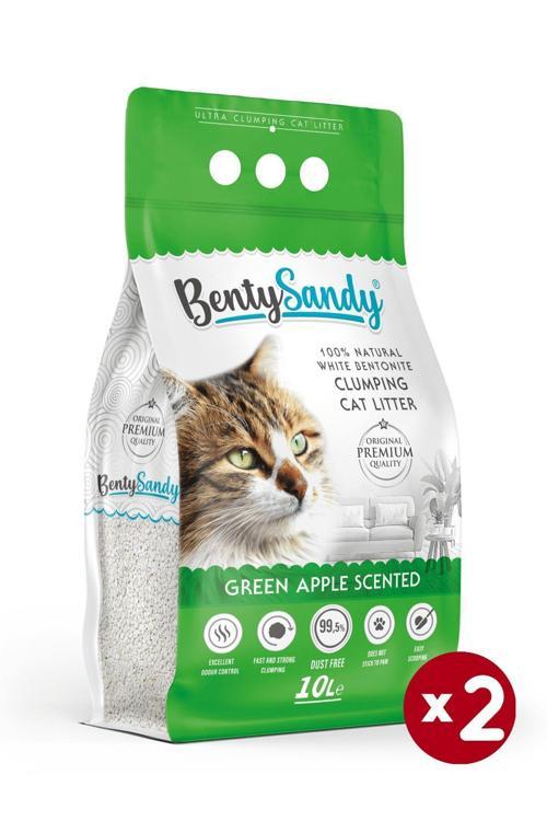 Yeşil Elma Kokulu Topaklanan Ince Taneli Kedi Kumu 10lx2