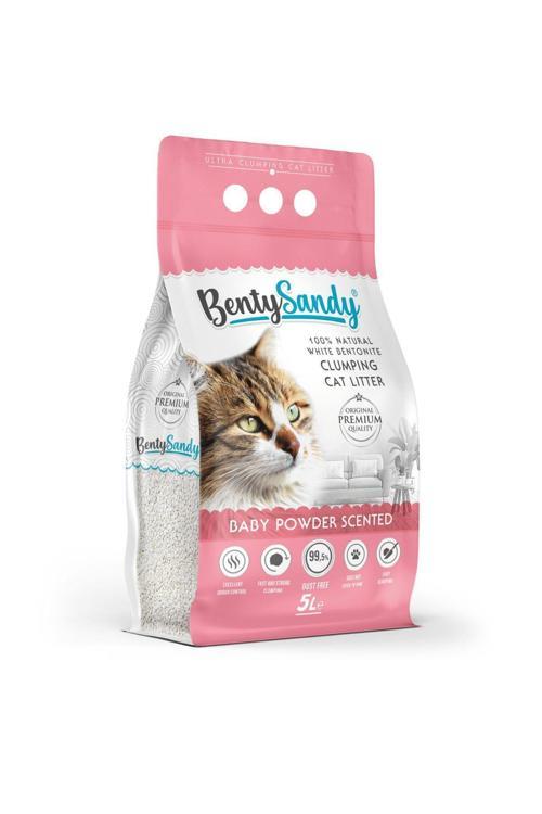 Bebek Pudrası Kokulu Topaklanan Ince Taneli Kedi Kumu 5 Lt