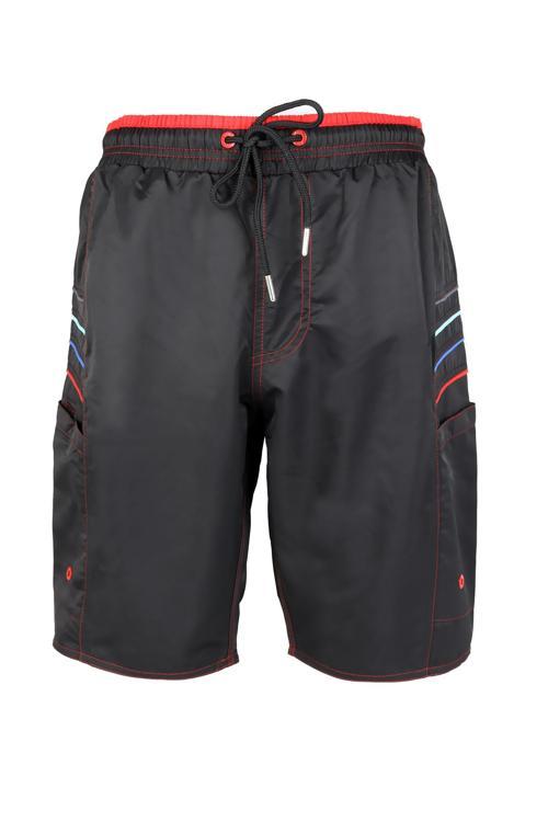 Erkek Deniz Şortu 2 Adet Fermuar Cepli Pamuklu Su Yitici Astarlı Siyah K-195