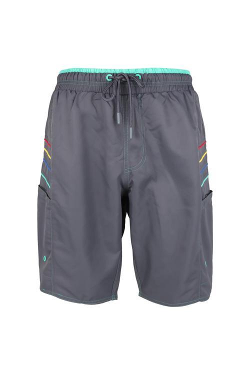 Erkek Deniz Şortu 2 Adet Fermuar Cepli Pamuklu Su Yitici Astarlı Antrasit K-195