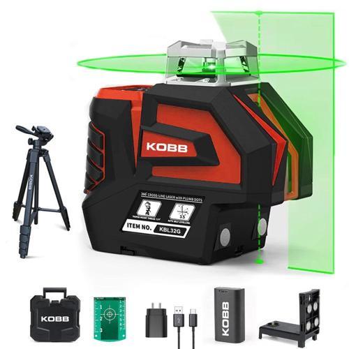 KBL32GTP Profesyonel Li-ion Yatay 360° ve Dikey Otomatik Hizalamalı Yeşil Nokta Şakül ve Çapraz Çizgi Lazer+Tripod