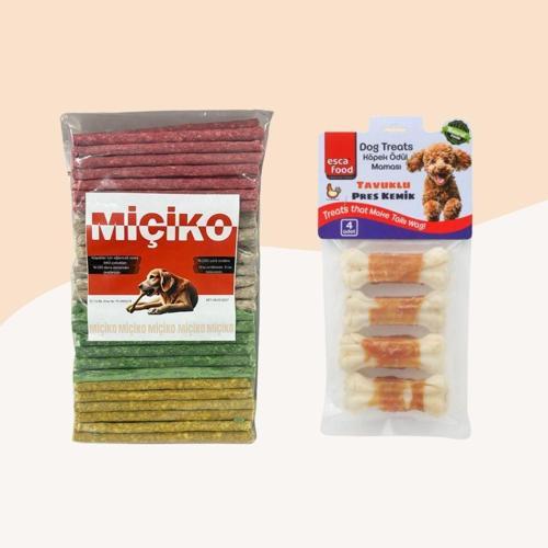 100Lü Renkli Munchy Köpek Ödülü + 4Lü Tavuklu Kemik 7Cm