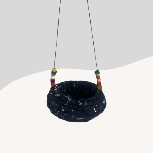 Muhabbet Kuşları için Hamak Salıncak Lacivert Desenli 7cm