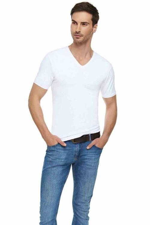 Erkek Elastan V Yaka Fanila 6 'lı  Paket 1303