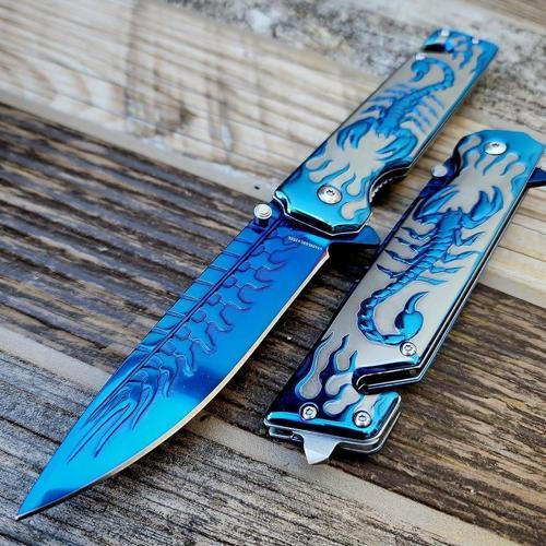 Cakistore Sibirya Company S2706-X Mavi Akrep İşlemeli Kurtarma Kamp Çakısı